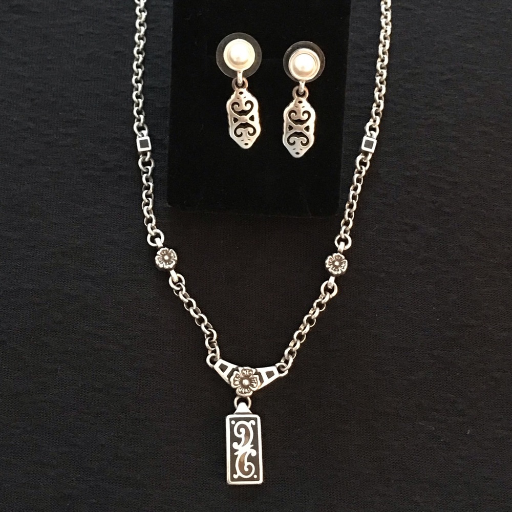 Brighton necklace and pearl earring set